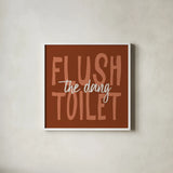 Bathroom Advice III Brown by Wild Apple Portfolio. Shown in a crisp white glass frame for a clean and minimalist style. Available as an archival giclee rolled canvas, fine art paper, or poster print. SKU 68261a.