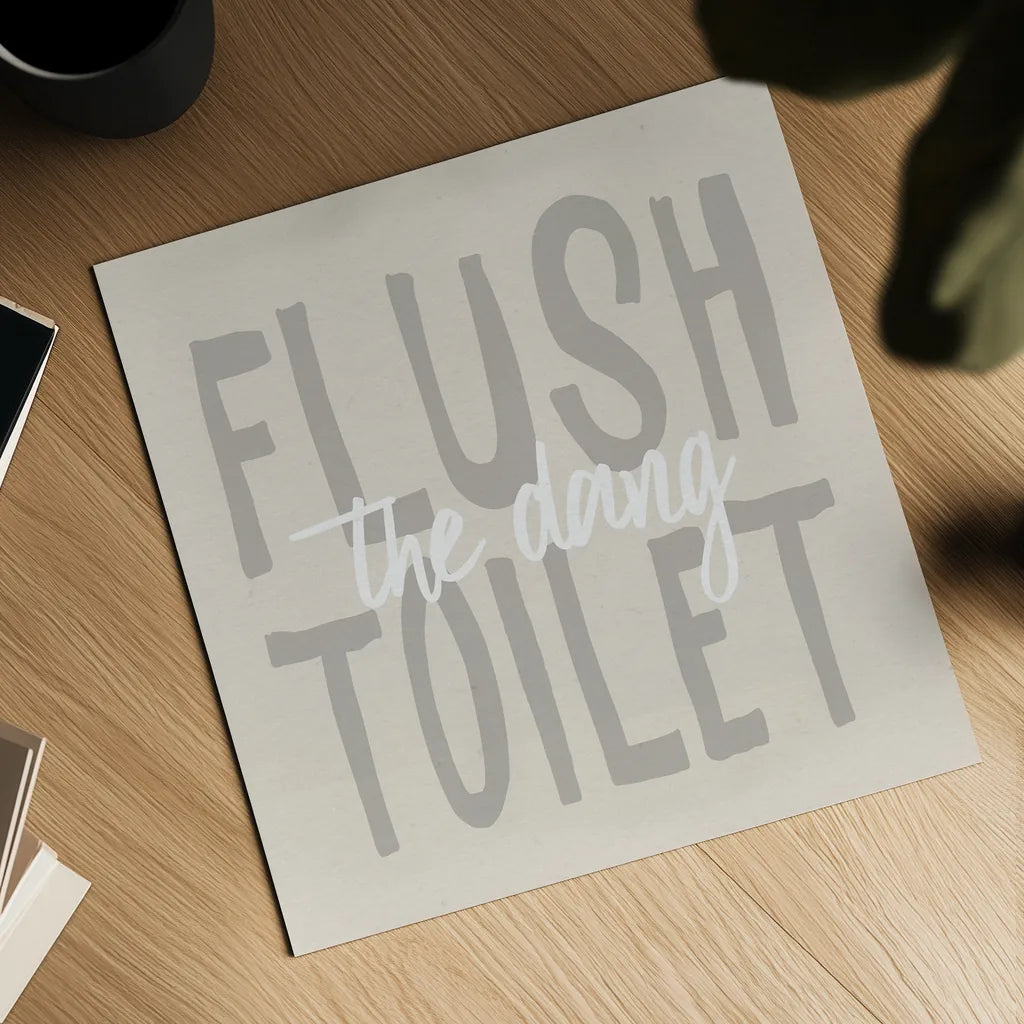 Bathroom Advice III Neutral by Wild Apple Portfolio. Shown as a detailed flat fine art print, highlighting archival giclee quality. Available as an archival giclee rolled canvas, fine art paper, or poster print. SKU 83203a.