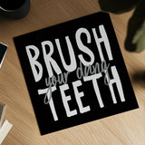 Bathroom Advice IV BW by Wild Apple Portfolio. Shown as a detailed flat fine art print, highlighting archival giclee quality. Available as an archival giclee rolled canvas, fine art paper, or poster print. SKU 84768a.