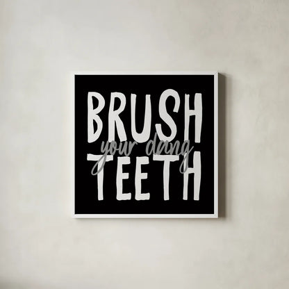 Bathroom Advice IV BW by Wild Apple Portfolio. Shown in a crisp white glass frame for a clean and minimalist style. Available as an archival giclee rolled canvas, fine art paper, or poster print. SKU 84768a.