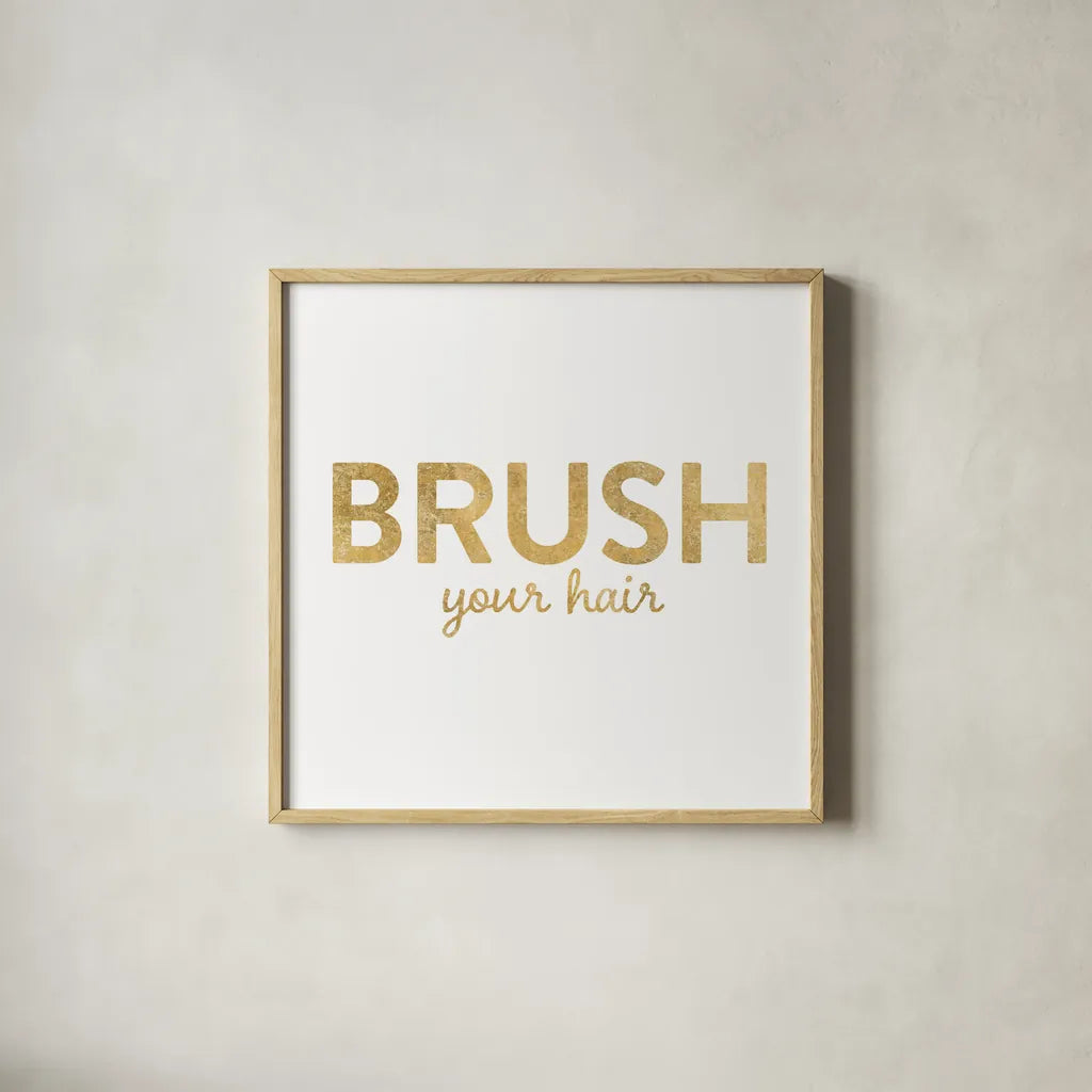Bathroom Etiquette I by Wild Apple Portfolio. Shown in a natural wood glass frame for a timeless modern aesthetic. Available as an archival giclee rolled canvas, fine art paper, or poster print. SKU 30860a.