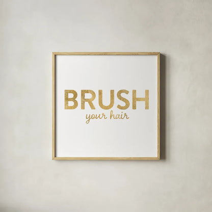Bathroom Etiquette I by Wild Apple Portfolio. Shown in a natural wood glass frame for a timeless modern aesthetic. Available as an archival giclee rolled canvas, fine art paper, or poster print. SKU 30860a.