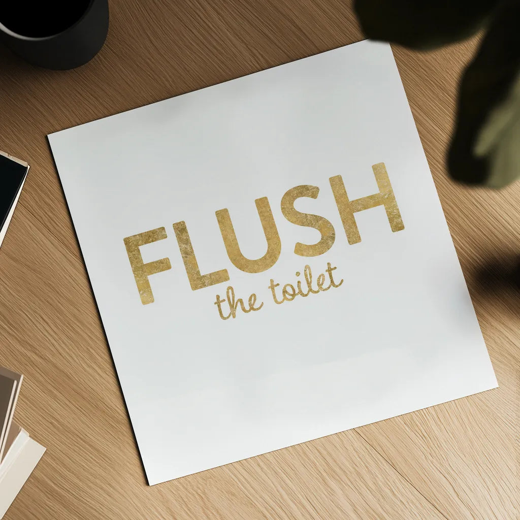 Bathroom Etiquette II by Wild Apple Portfolio. Shown as a detailed flat fine art print, highlighting archival giclee quality. Available as an archival giclee rolled canvas, fine art paper, or poster print. SKU 30861a.