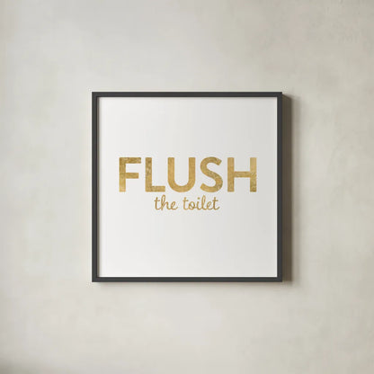 Bathroom Etiquette II by Wild Apple Portfolio. Shown in a sleek black glass frame for a contemporary gallery look. Available as an archival giclee rolled canvas, fine art paper, or poster print. SKU 30861a.
