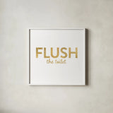 Bathroom Etiquette II by Wild Apple Portfolio. Shown in a crisp white glass frame for a clean and minimalist style. Available as an archival giclee rolled canvas, fine art paper, or poster print. SKU 30861a.