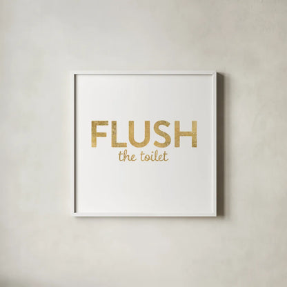 Bathroom Etiquette II by Wild Apple Portfolio. Shown in a crisp white glass frame for a clean and minimalist style. Available as an archival giclee rolled canvas, fine art paper, or poster print. SKU 30861a.