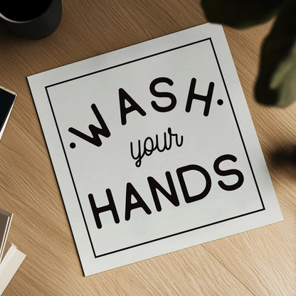 Bathroom Rules I Sq by Wild Apple Portfolio. Shown as a detailed flat fine art print, highlighting archival giclee quality. Available as an archival giclee rolled canvas, fine art paper, or poster print. SKU 64936a.