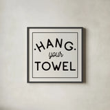 Bathroom Rules II Sq by Wild Apple Portfolio. Shown in a sleek black glass frame for a contemporary gallery look. Available as an archival giclee rolled canvas, fine art paper, or poster print. SKU 64937a.