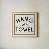 Bathroom Rules II Sq by Wild Apple Portfolio. Shown in a natural wood glass frame for a timeless modern aesthetic. Available as an archival giclee rolled canvas, fine art paper, or poster print. SKU 64937a.