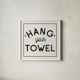 Bathroom Rules II Sq by Wild Apple Portfolio. Shown in a crisp white glass frame for a clean and minimalist style. Available as an archival giclee rolled canvas, fine art paper, or poster print. SKU 64937a.