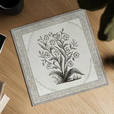 Batik Flowers I v2 by Wild Apple Portfolio. Shown as a detailed flat fine art print, highlighting archival giclee quality. Available as an archival giclee rolled canvas, fine art paper, or poster print. SKU 96034a.