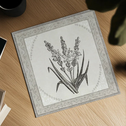 Batik Flowers II v2 by Wild Apple Portfolio. Shown as a detailed flat fine art print, highlighting archival giclee quality. Available as an archival giclee rolled canvas, fine art paper, or poster print. SKU 96035a.