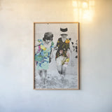 Beach Party by Wild Apple Portfolio. shown as a paper print in a natural frame. Available as a archival giclee rolled canvas, fine art paper, or poster print. SKU 48087h.