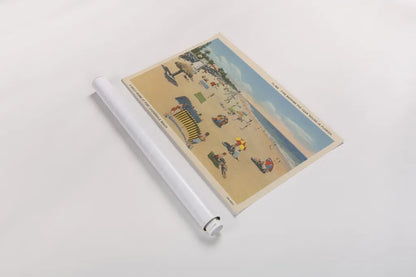 Beach Postcard I by Wild Apple Portfolio. shown as a rolled paper print. Available as archival giclee rolled canvas, fine art paper, or poster print. SKU 57443i.