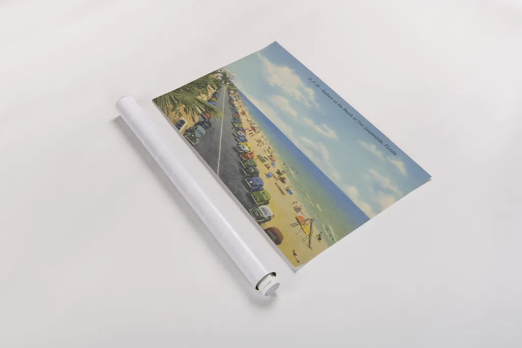 Beach Postcard II by Wild Apple Portfolio. shown as a rolled paper print. Available as archival giclee rolled canvas, fine art paper, or poster print. SKU 57444i.