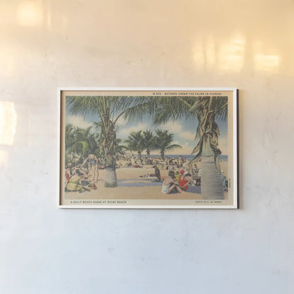 Beach Postcard III by Wild Apple Portfolio. shown as a paper print in a white frame. Available as a archival giclee rolled canvas, fine art paper, or poster print. SKU 57445i.