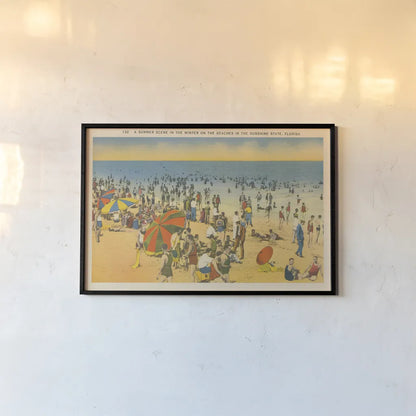 Beach Postcard IV Plain Border by Wild Apple Portfolio. shown as a paper print in a black flame. Available as a archival giclee rolled canvas, fine art paper, or poster print. SKU 57823i.