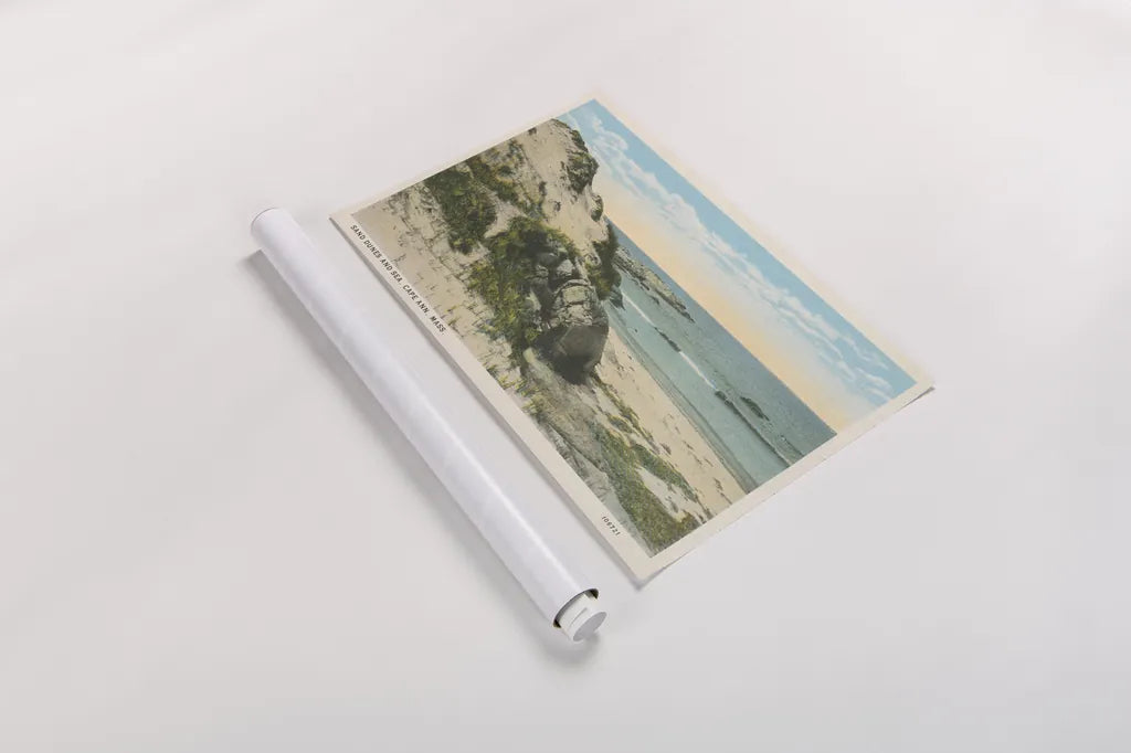 Beach Postcard V by Wild Apple Portfolio. shown as a rolled paper print. Available as archival giclee rolled canvas, fine art paper, or poster print. SKU 57447i.