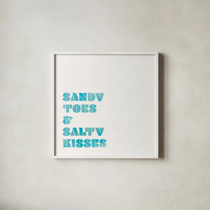 Beach Sayings II by Wild Apple Portfolio. Shown in a crisp white glass frame for a clean and minimalist style. Available as an archival giclee rolled canvas, fine art paper, or poster print. SKU 72465a.