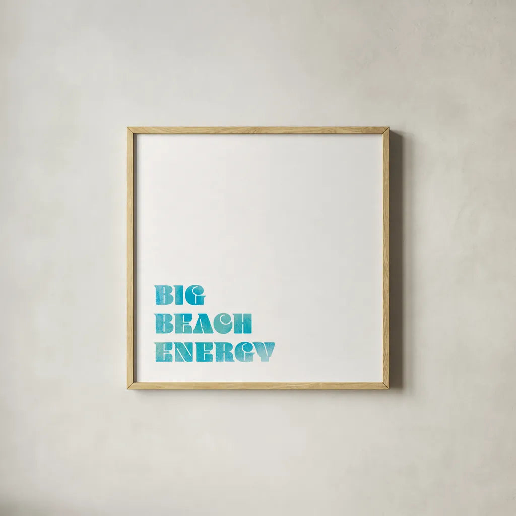 Beach Sayings IV by Wild Apple Portfolio. Shown in a natural wood glass frame for a timeless modern aesthetic. Available as an archival giclee rolled canvas, fine art paper, or poster print. SKU 72467a.