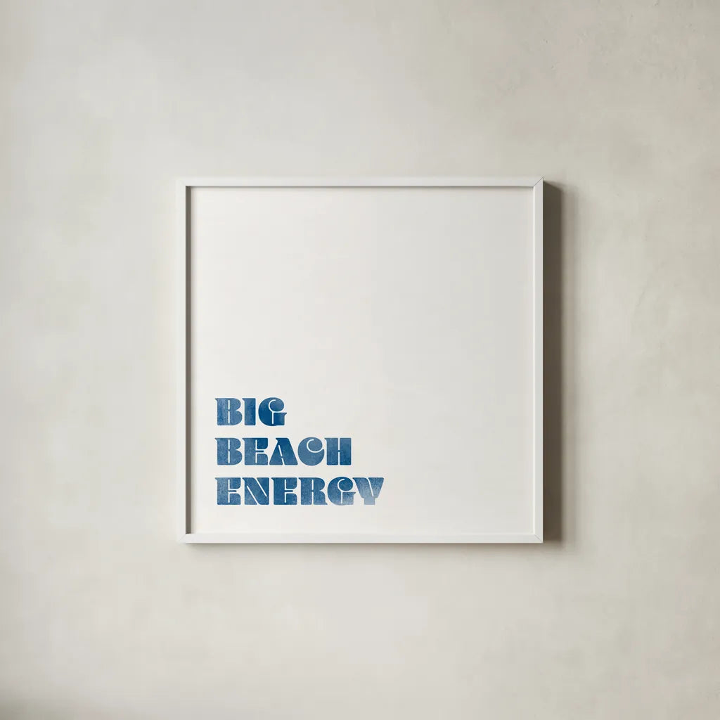 Beach Sayings IV Dark Blue by Wild Apple Portfolio. Shown in a crisp white glass frame for a clean and minimalist style. Available as an archival giclee rolled canvas, fine art paper, or poster print. SKU 89041a.