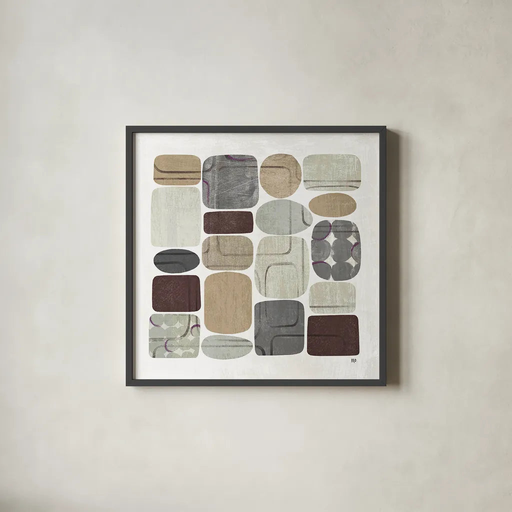 Beans I Neutral by Wild Apple Portfolio. Shown in a sleek black glass frame for a contemporary gallery look. Available as an archival giclee rolled canvas, fine art paper, or poster print. SKU 18209a.