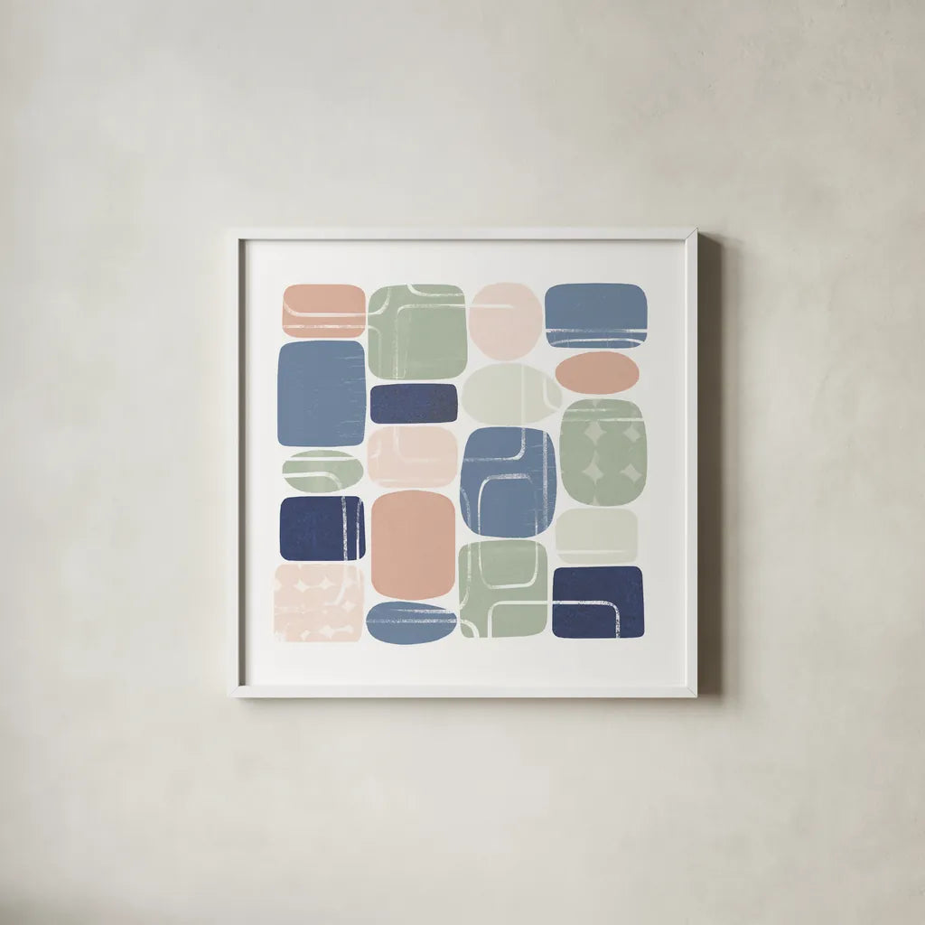 Beans I Pastel by Wild Apple Portfolio. Shown in a crisp white glass frame for a clean and minimalist style. Available as an archival giclee rolled canvas, fine art paper, or poster print. SKU 52085a.