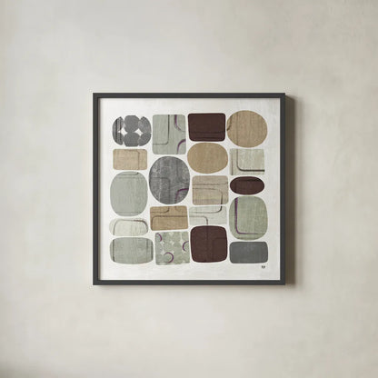 Beans II Neutral by Wild Apple Portfolio. Shown in a sleek black glass frame for a contemporary gallery look. Available as an archival giclee rolled canvas, fine art paper, or poster print. SKU 18210a.