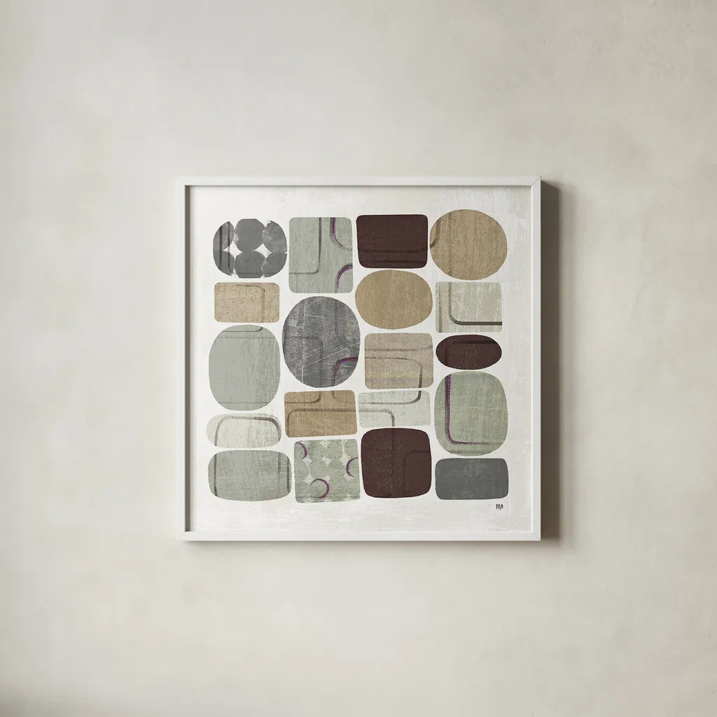 Beans II Neutral by Wild Apple Portfolio. Shown in a crisp white glass frame for a clean and minimalist style. Available as an archival giclee rolled canvas, fine art paper, or poster print. SKU 18210a.
