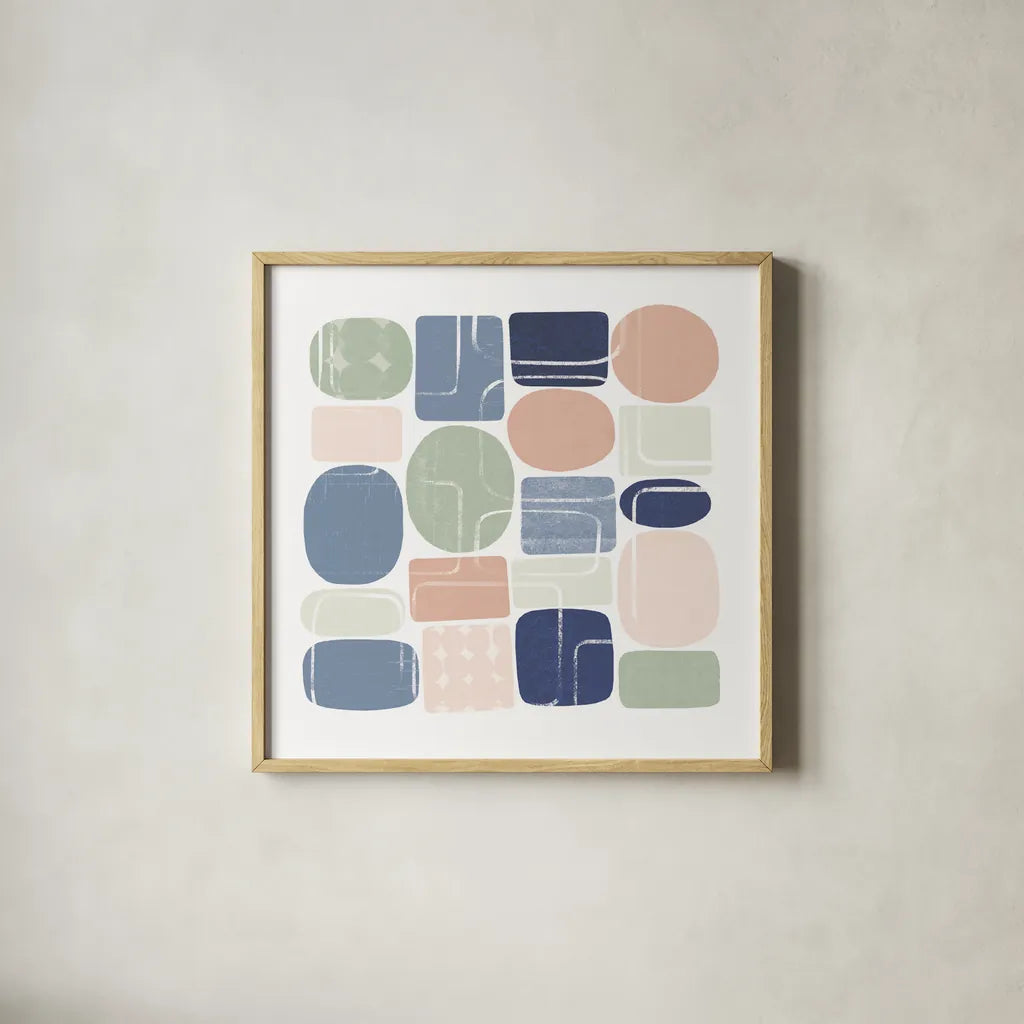 Beans II Pastel by Wild Apple Portfolio. Shown in a natural wood glass frame for a timeless modern aesthetic. Available as an archival giclee rolled canvas, fine art paper, or poster print. SKU 52086a.