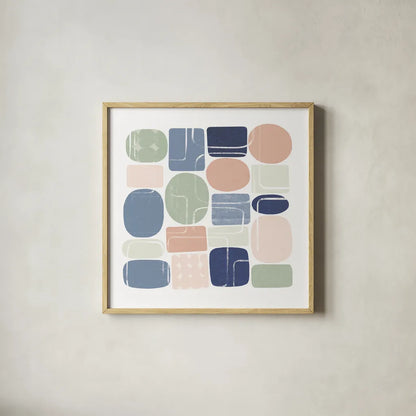 Beans II Pastel by Wild Apple Portfolio. Shown in a natural wood glass frame for a timeless modern aesthetic. Available as an archival giclee rolled canvas, fine art paper, or poster print. SKU 52086a.