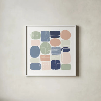 Beans II Pastel by Wild Apple Portfolio. Shown in a crisp white glass frame for a clean and minimalist style. Available as an archival giclee rolled canvas, fine art paper, or poster print. SKU 52086a.