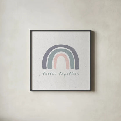 Better Together I by Wild Apple Portfolio. Shown in a sleek black glass frame for a contemporary gallery look. Available as an archival giclee rolled canvas, fine art paper, or poster print. SKU 64806a.