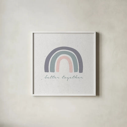 Better Together I by Wild Apple Portfolio. Shown in a crisp white glass frame for a clean and minimalist style. Available as an archival giclee rolled canvas, fine art paper, or poster print. SKU 64806a.