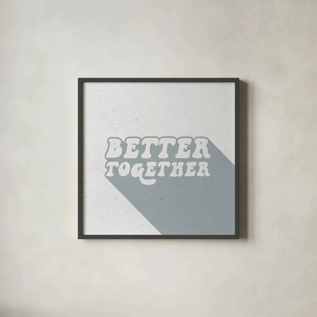 Better Together II by Wild Apple Portfolio. Shown in a sleek black glass frame for a contemporary gallery look. Available as an archival giclee rolled canvas, fine art paper, or poster print. SKU 64807a.