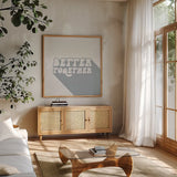Better Together II by Wild Apple Portfolio. Shown in a natural wood frame in a cozy modern living room. Available as an archival giclee rolled canvas, fine art paper, or poster print. SKU 64807a.