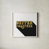 Better Together II BG by Wild Apple Portfolio. Shown in a crisp white glass frame for a clean and minimalist style. Available as an archival giclee rolled canvas, fine art paper, or poster print. SKU 68995a.