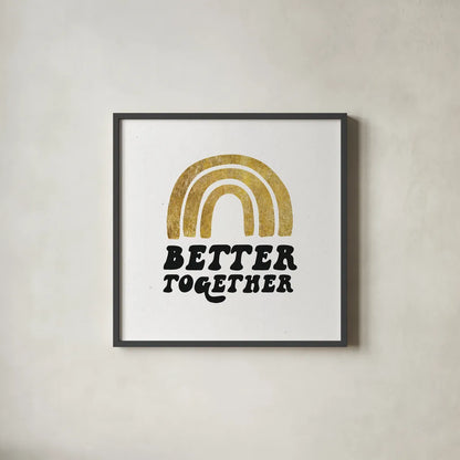 Better Together III BG by Wild Apple Portfolio. Shown in a sleek black glass frame for a contemporary gallery look. Available as an archival giclee rolled canvas, fine art paper, or poster print. SKU 68996a.