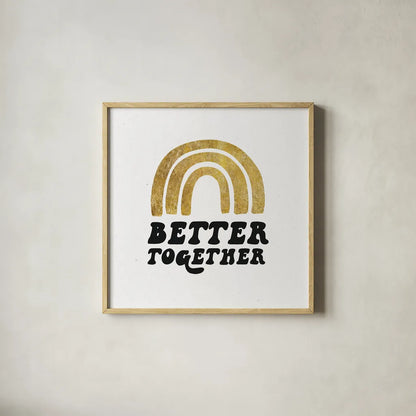 Better Together III BG by Wild Apple Portfolio. Shown in a natural wood glass frame for a timeless modern aesthetic. Available as an archival giclee rolled canvas, fine art paper, or poster print. SKU 68996a.