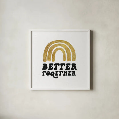 Better Together III BG by Wild Apple Portfolio. Shown in a crisp white glass frame for a clean and minimalist style. Available as an archival giclee rolled canvas, fine art paper, or poster print. SKU 68996a.