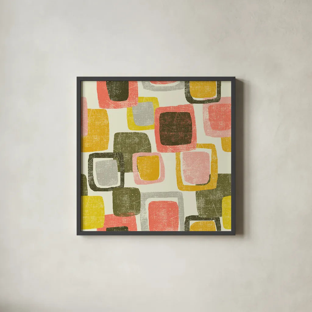 Blocks by Wild Apple Portfolio. Shown in a sleek black glass frame for a contemporary gallery look. Available as an archival giclee rolled canvas, fine art paper, or poster print. SKU 87003a.