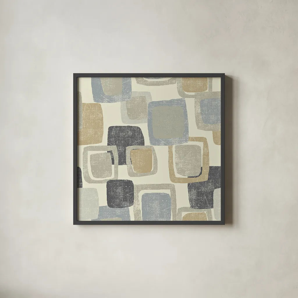 Blocks Archroma by Wild Apple Portfolio. Shown in a sleek black glass frame for a contemporary gallery look. Available as an archival giclee rolled canvas, fine art paper, or poster print. SKU 30067a.