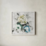 Bloom Where You Are Planted Spring No Words by Wild Apple Portfolio. Shown in a crisp white glass frame for a clean and minimalist style. Available as an archival giclee rolled canvas, fine art paper, or poster print. SKU 24623a.