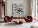 Bloom Where You Are Planted Spring No Words by Wild Apple Portfolio. Shown as extra-large giant wall art in a modern living room. Available as an archival giclee rolled canvas, fine art paper, or poster print. SKU 24623a.