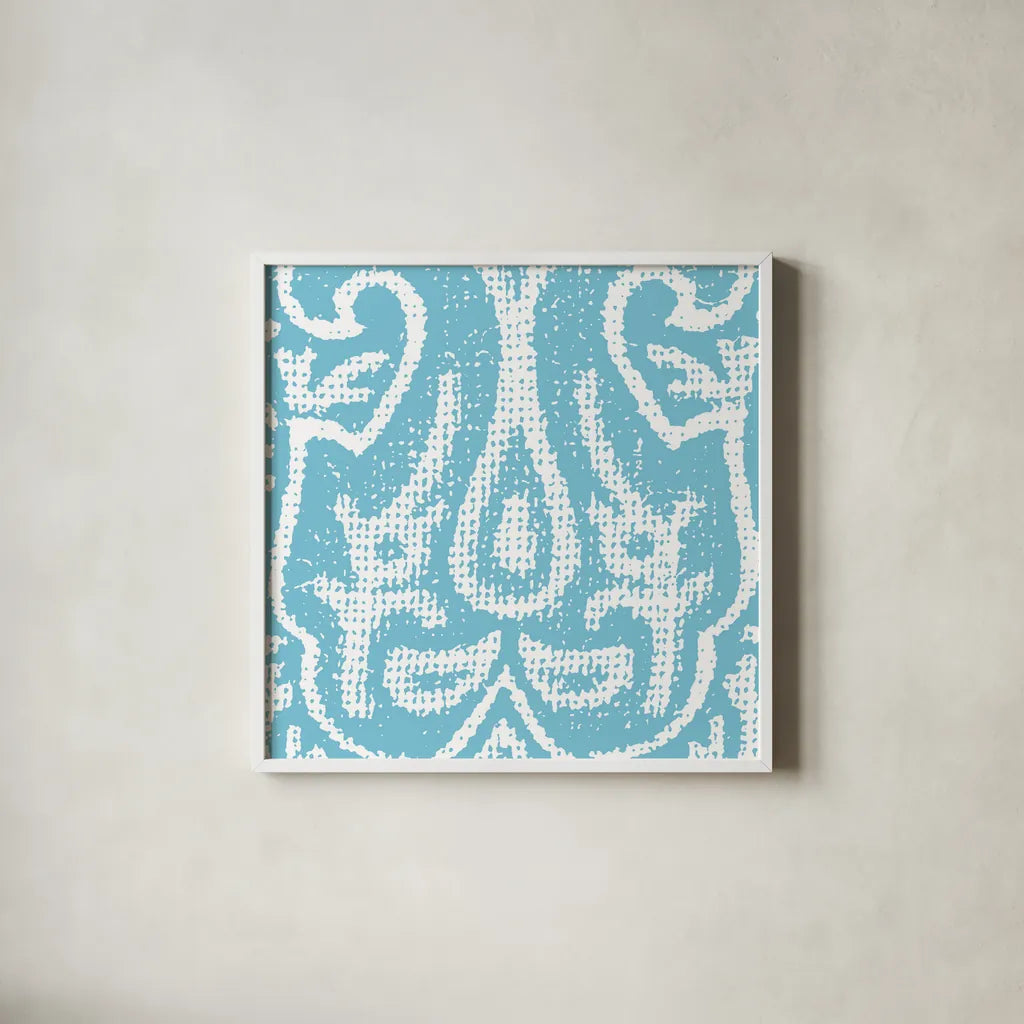 Boho Bright II by Wild Apple Portfolio. Shown in a crisp white glass frame for a clean and minimalist style. Available as an archival giclee rolled canvas, fine art paper, or poster print. SKU 45807a.