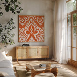Boho Bright III by Wild Apple Portfolio. Shown in a natural wood frame in a cozy modern living room. Available as an archival giclee rolled canvas, fine art paper, or poster print. SKU 45808a.