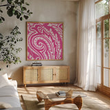 Boho Bright VI by Wild Apple Portfolio. Shown in a natural wood frame in a cozy modern living room. Available as an archival giclee rolled canvas, fine art paper, or poster print. SKU 45811a.