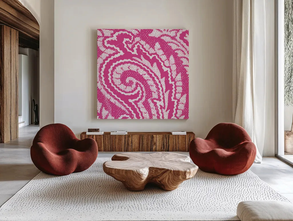 Boho Bright VI by Wild Apple Portfolio. Shown as extra-large giant wall art in a modern living room. Available as an archival giclee rolled canvas, fine art paper, or poster print. SKU 45811a.