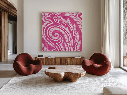 Boho Bright VI by Wild Apple Portfolio. Shown as extra-large giant wall art in a modern living room. Available as an archival giclee rolled canvas, fine art paper, or poster print. SKU 45811a.