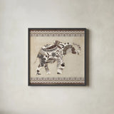 Boho Elephant I Neutral by Wild Apple Portfolio. Shown in a sleek black glass frame for a contemporary gallery look. Available as an archival giclee rolled canvas, fine art paper, or poster print. SKU 22454a.